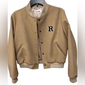 VTG  Letterman‎ Collegiate Sports Bomber Initial Tan Dearest Jacket Womens Small